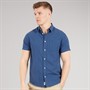 Tokyo Laundry Mens Bertrand Linen Short Sleeve Shirt Blue Insignia Blue