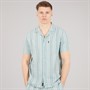 Tokyo Laundry Mens Zula Stripe Short Sleeve Shirt Blue Green Stripe