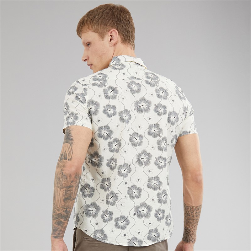 Tokyo Laundry Mens Pua Kala AOP Short Sleeve Shirt Cream