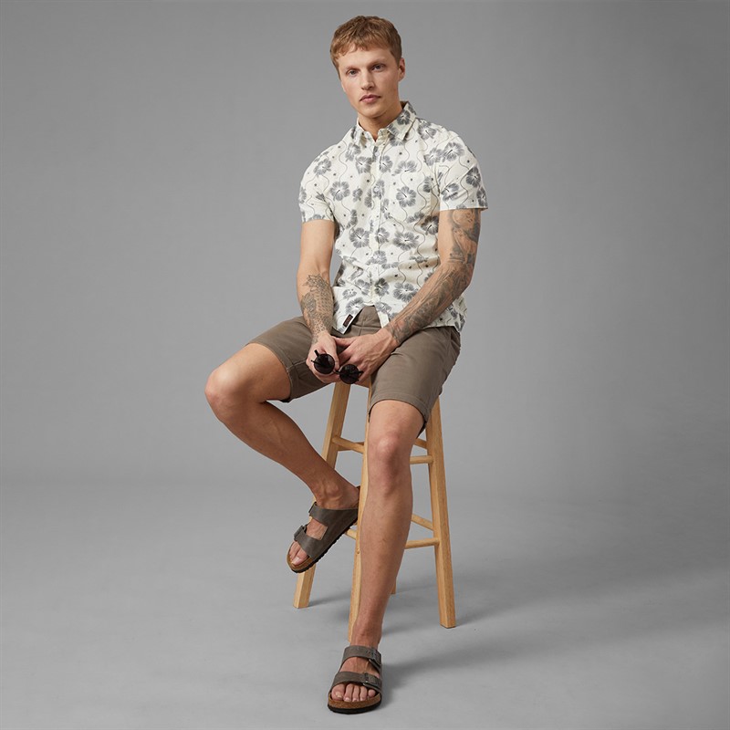 Tokyo Laundry Mens Pua Kala AOP Short Sleeve Shirt Cream