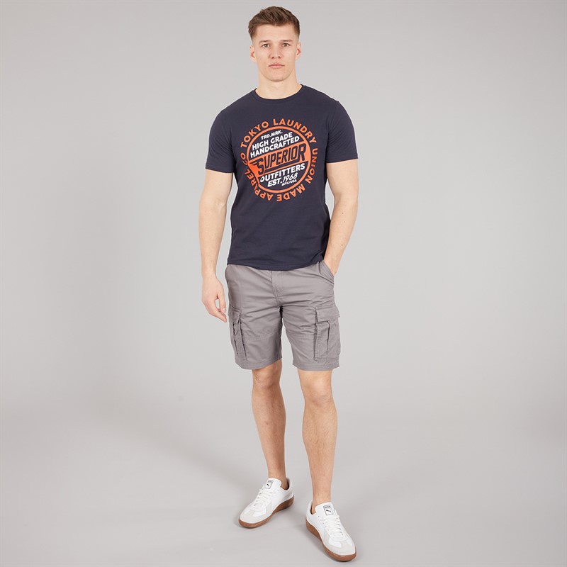 Tokyo Laundry Mens Spalding Cargo Shorts Grey