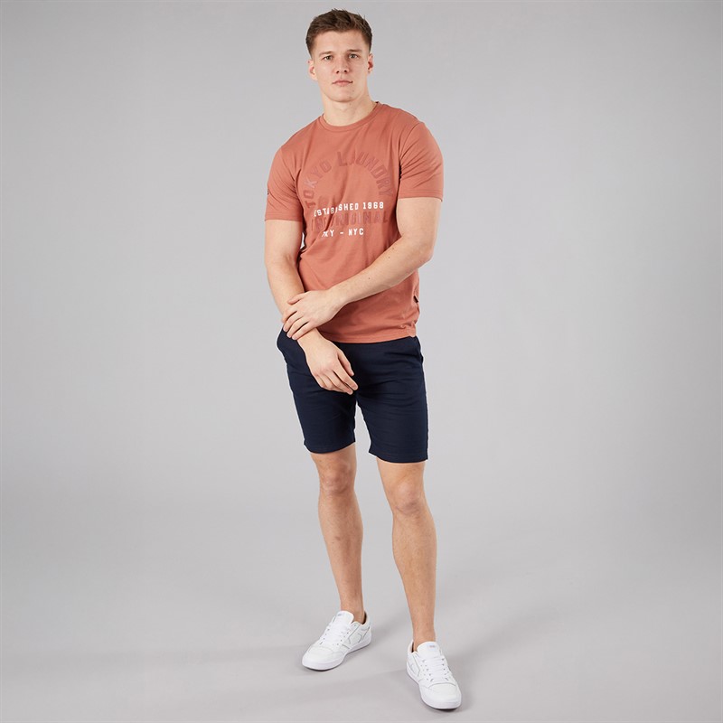 Tokyo Laundry Mens Fabrizio Linen Shorts Navy