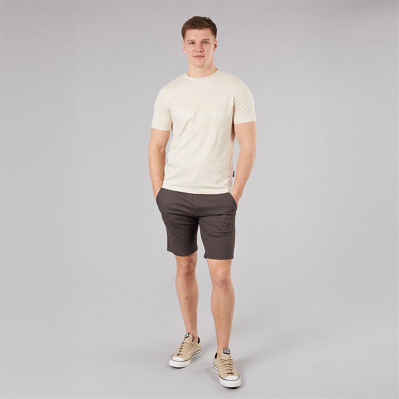Tokyo Laundry Mens Bosta Chino Shorts Dark Grey