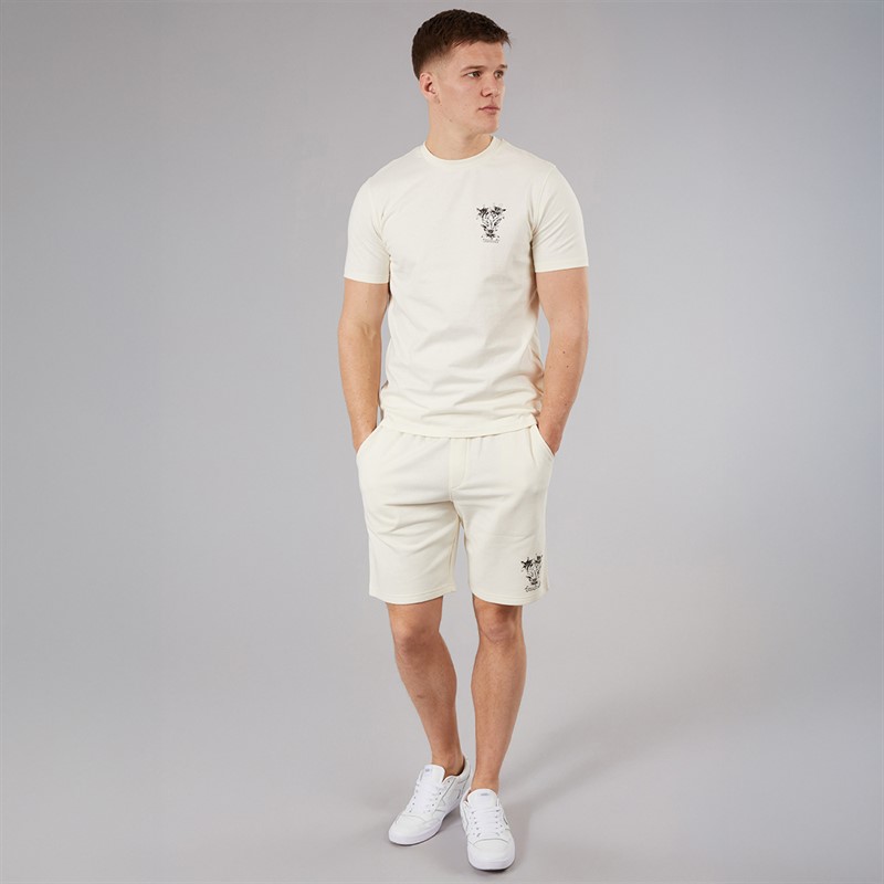 Tokyo Laundry Mens Tarun Fleece Shorts Cream