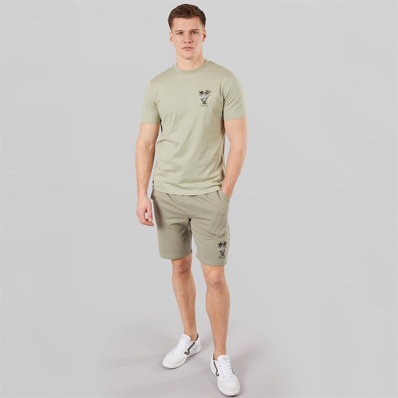 Tokyo Laundry Mens Tarun Fleece Shorts Seagrass Green