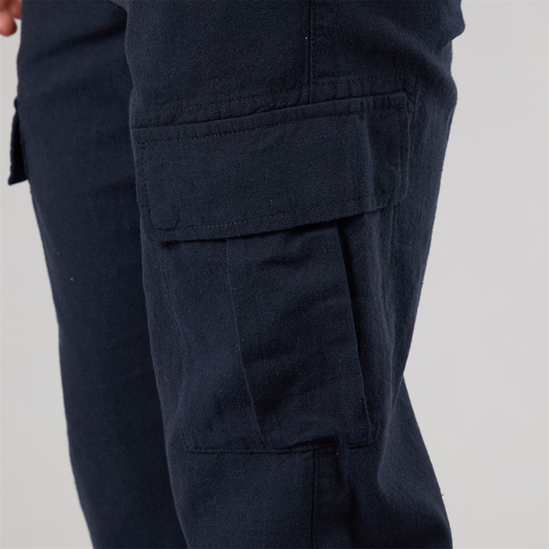 Tokyo Laundry Mens Idas Linen Cargo Trousers Navy