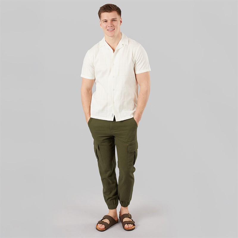 Tokyo Laundry Mens Idas Linen Cargo Trousers Olive