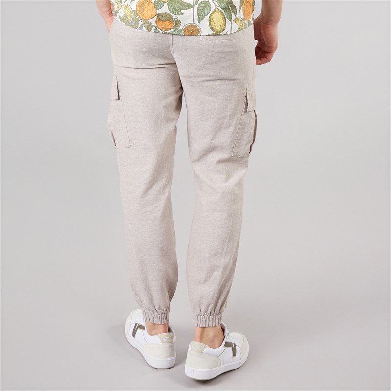 Tokyo Laundry Mens Idas Linen Cargo Trousers Sand