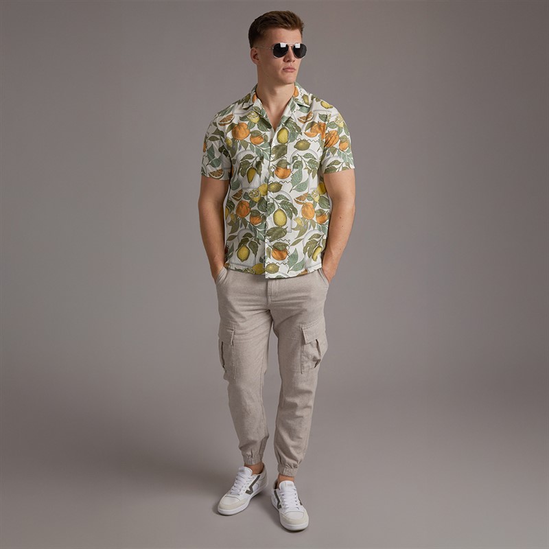 Tokyo Laundry Mens Idas Linen Cargo Trousers Sand