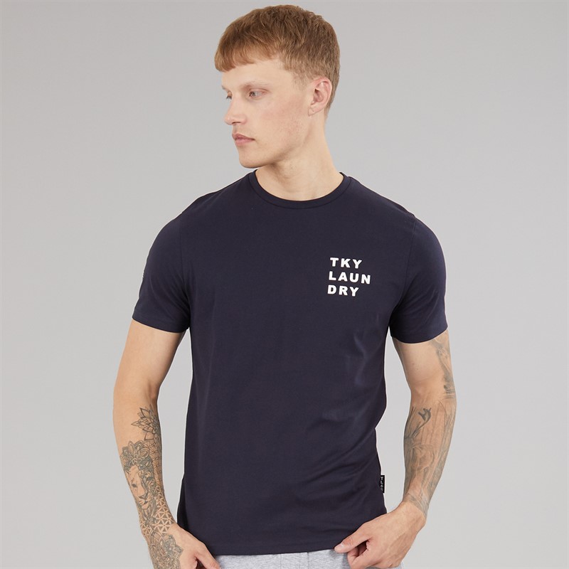 Tokyo Laundry Mens Johnstone T-Shirt Sky Captain Navy