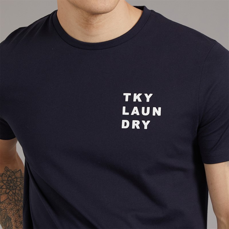 Tokyo Laundry Mens Johnstone T-Shirt Sky Captain Navy
