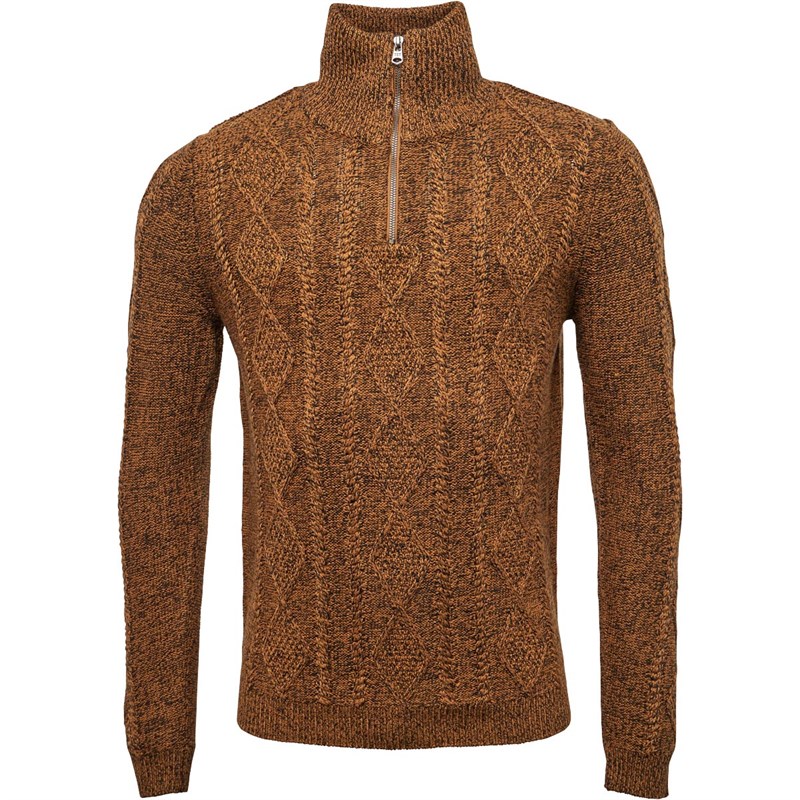 Buy Tokyo Laundry Mens Eskra Funnel Neck Zip Jumper Rubber Brown & Black
