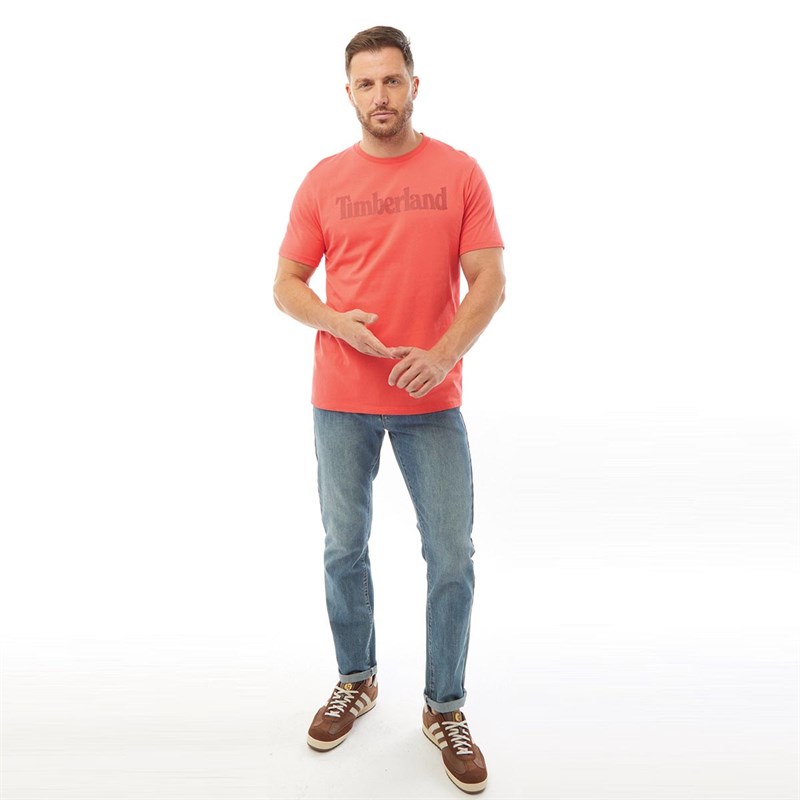 Timberland Heren Kennebec Linear T-Shirt Rood