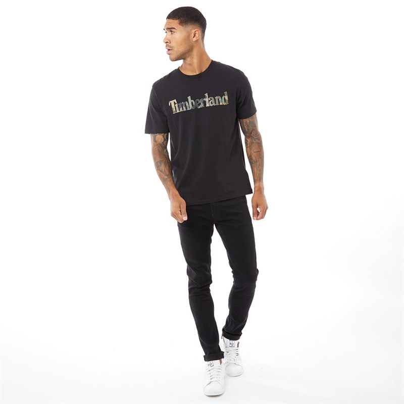 Timberland Mens Logo Camo T-Shirt Black