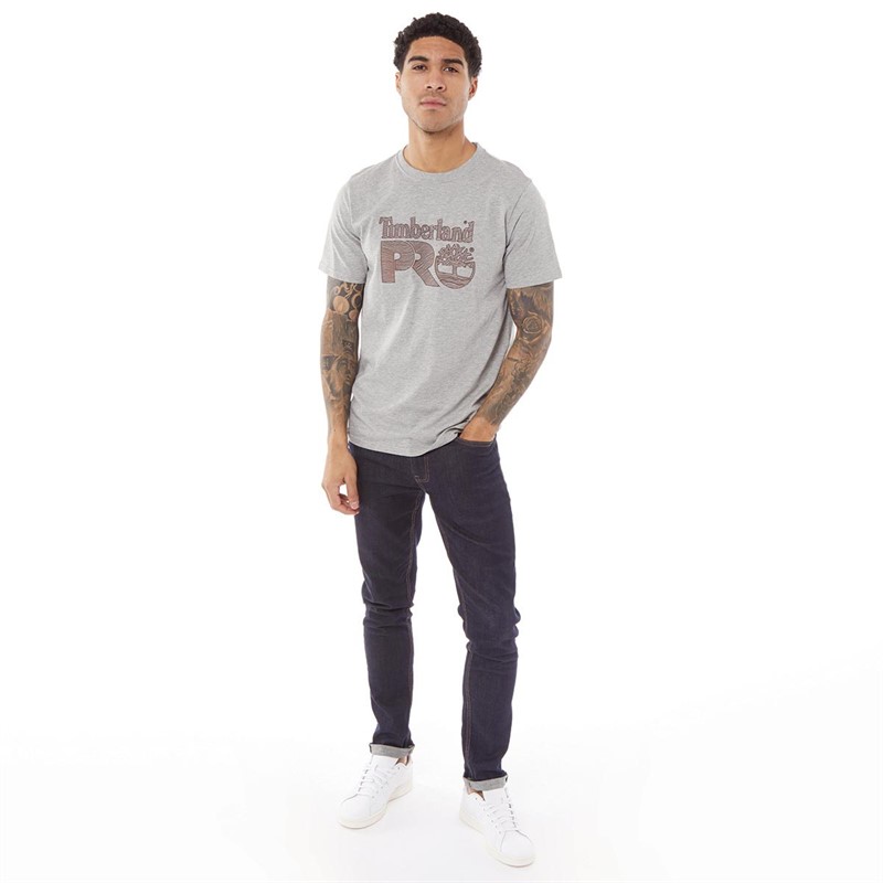 Buy Timberland Mens Textured T-Shirt Light Grey Heather