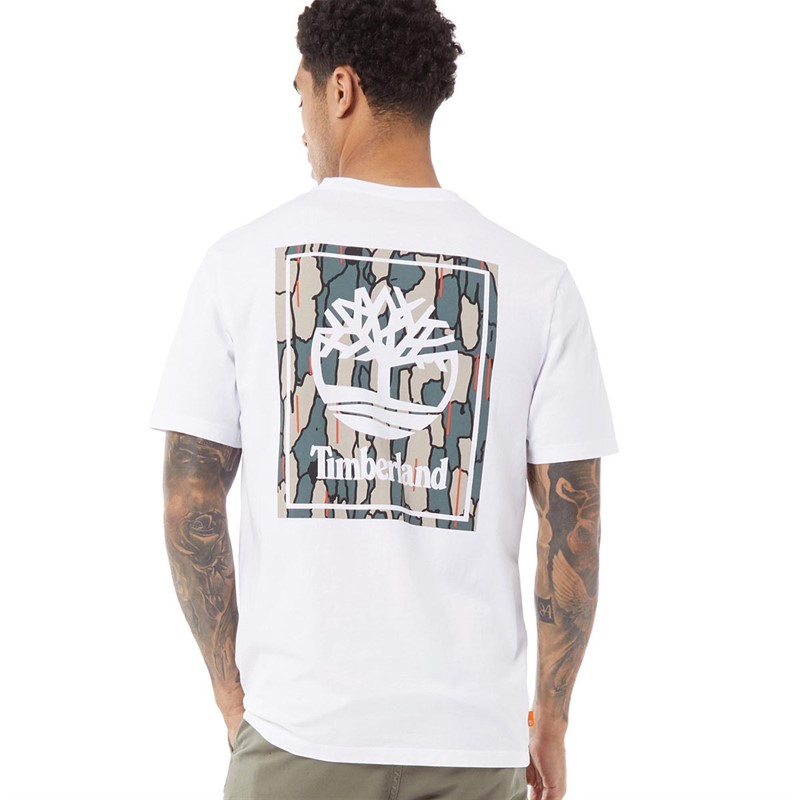 Timberland Mens Stack Logo T-Shirt White