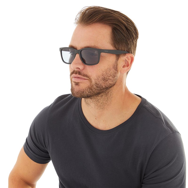 Buy Timberland Mens Injected Sunglasses Matte Blue/Smoke Polarized