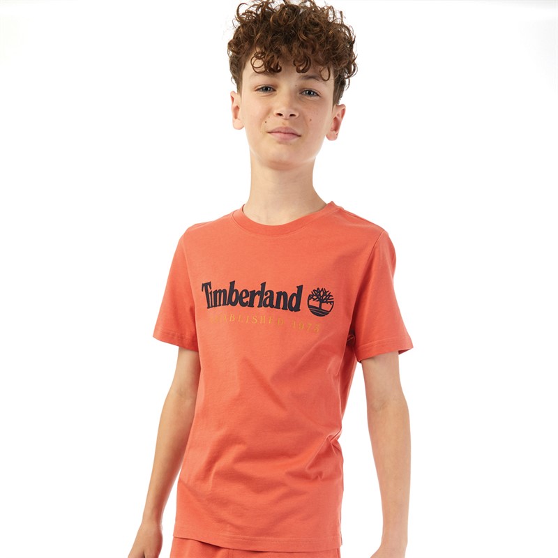 Timberland T-shirt à manches courtes Garçon rouge foncé