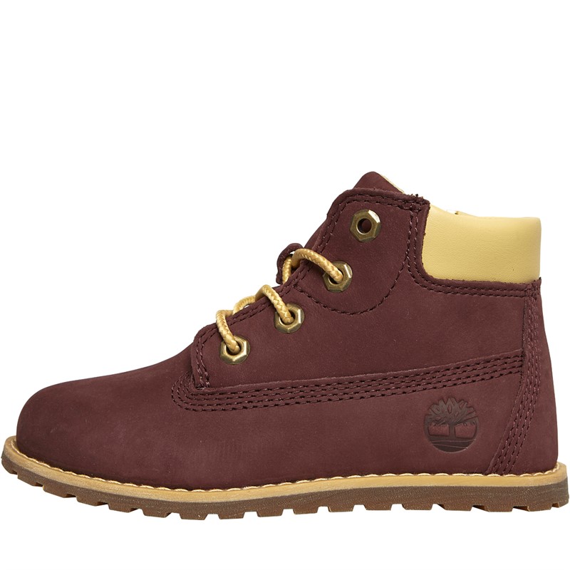 Timberland Girls Pokey Pine Mid Lace Zip Boots Dark Port