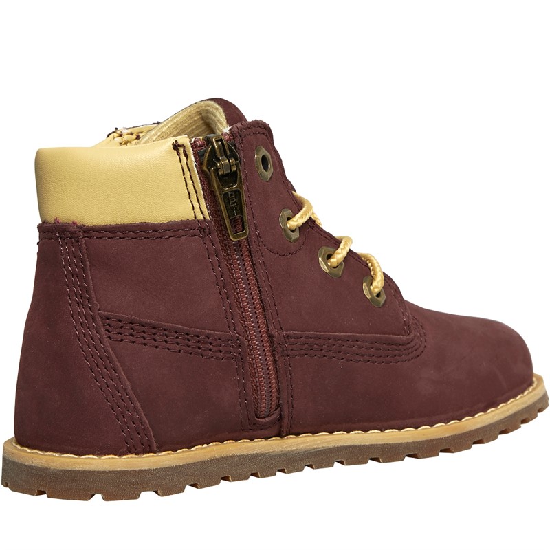 Timberland Girls Pokey Pine Mid Lace Zip Boots Dark Port