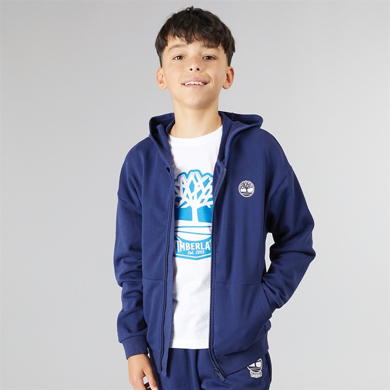 Timberland Boys Zip Through Hoodie Medieval Blue - Size 12Y