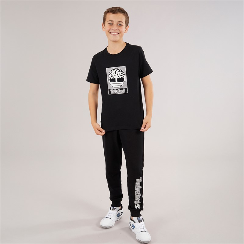 Timberland Boys Short Sleeve T-Shirt Black Black
