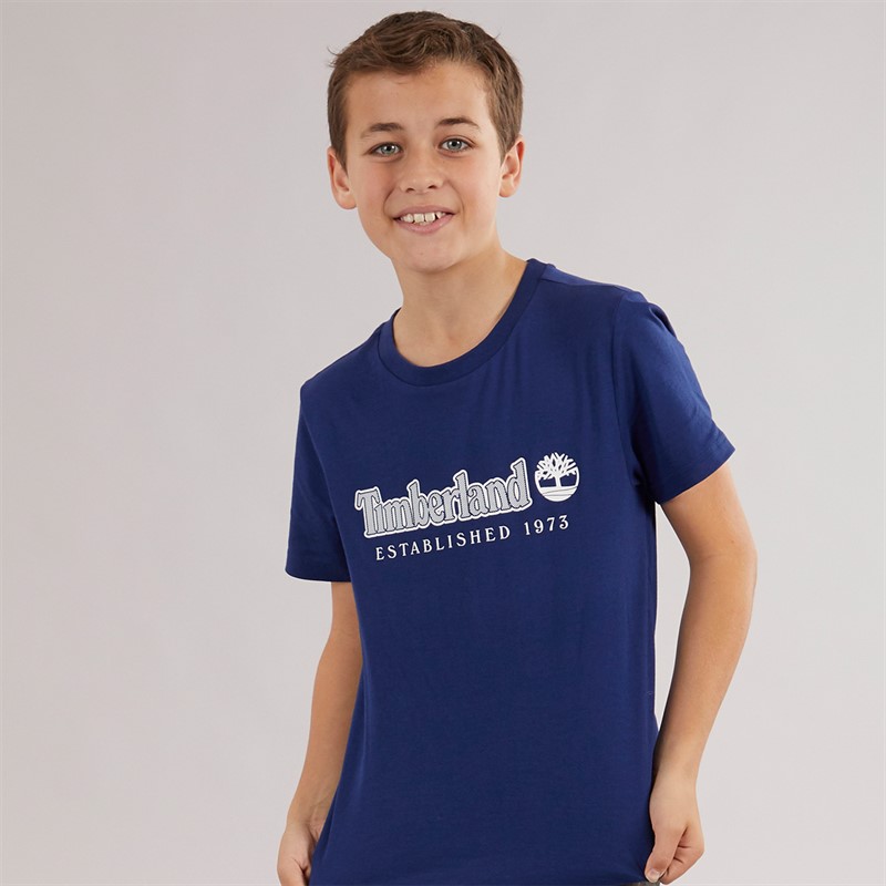 Timberland Boys Short Sleeve T-Shirt Blue