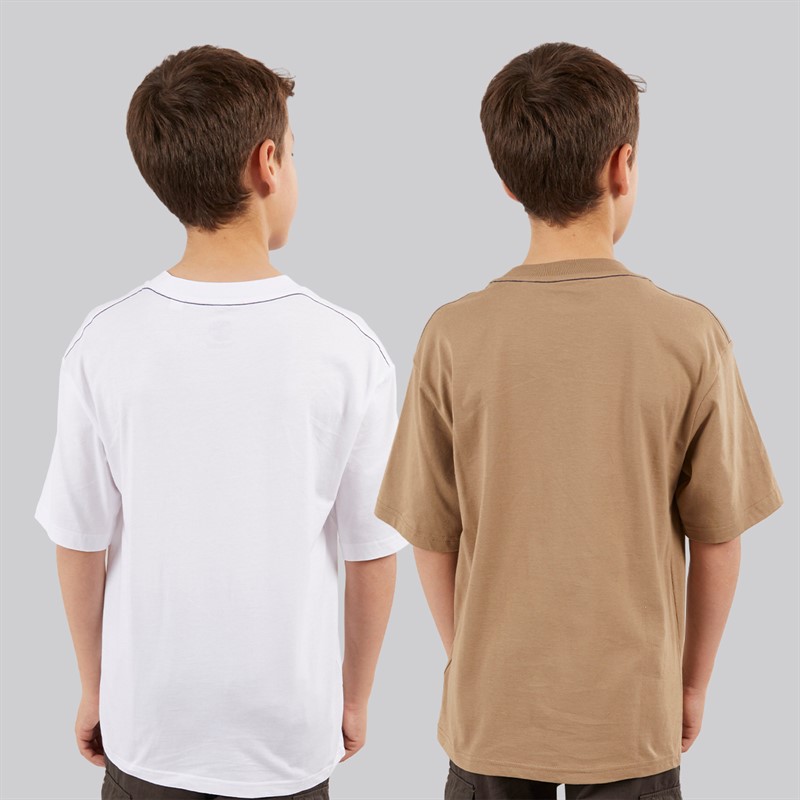 Timberland Boys Two Pack Short Sleeve T-Shirts Khaki