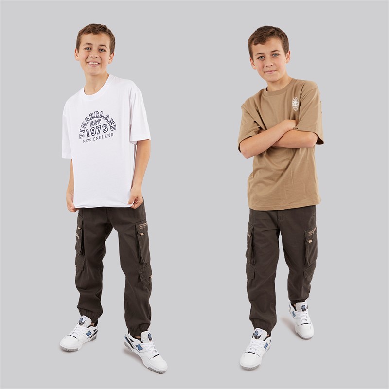 Timberland Boys Two Pack Short Sleeve T-Shirts Khaki