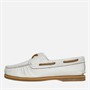 Timberland Mens Classic Leather Boat Shoes White Full Grain