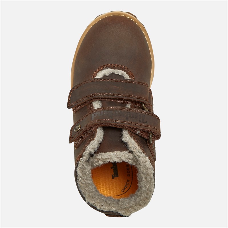 Timberland Kids Pokey Pine Warm-Lined Hook And Loop Boots Dark Brown