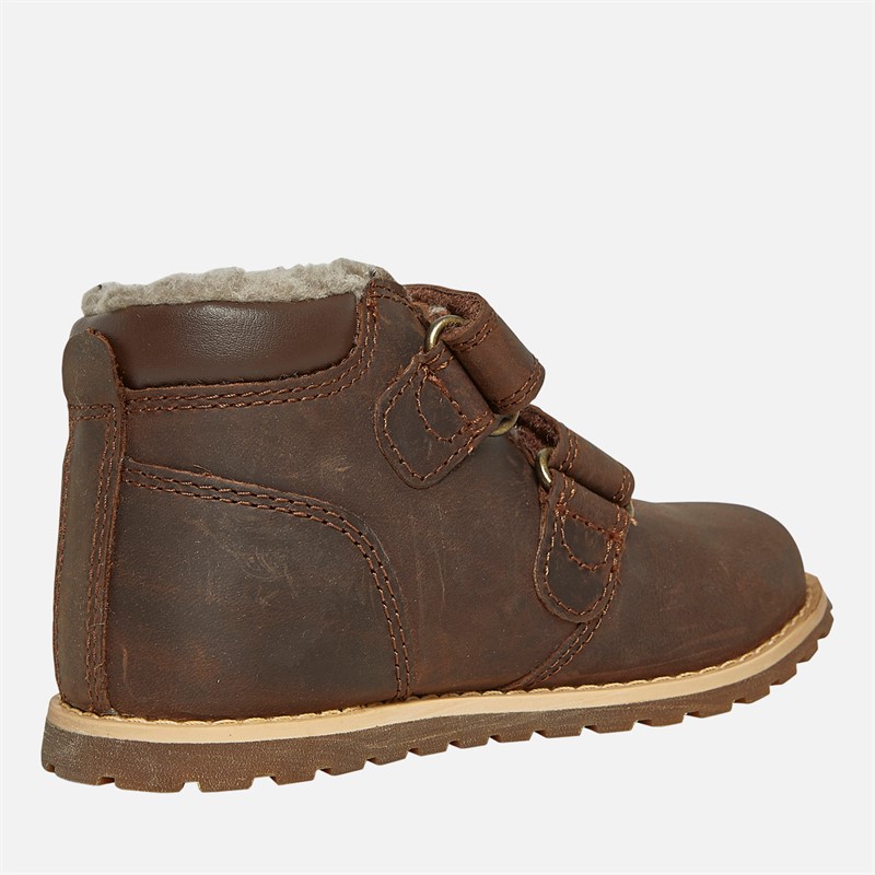 Timberland Kids Pokey Pine Warm-Lined Hook And Loop Boots Dark Brown