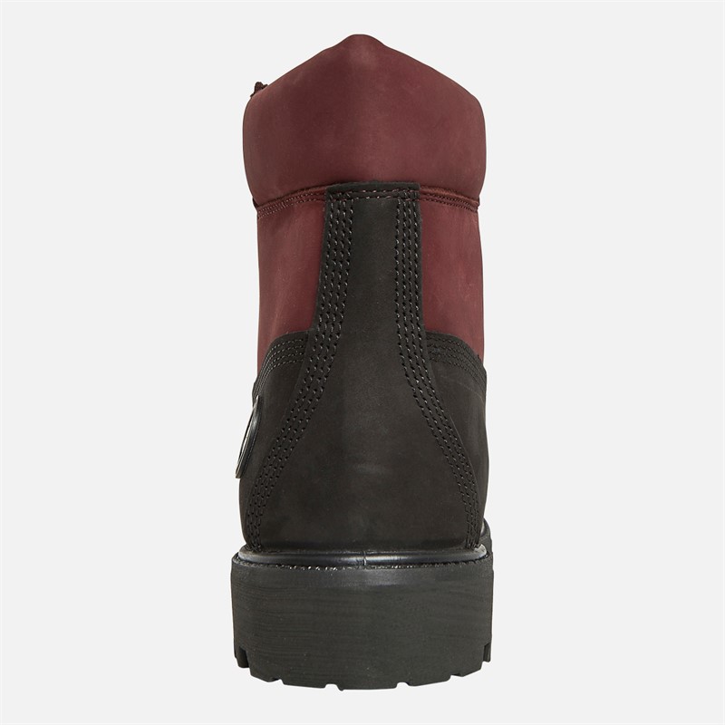 Timberland Mens Premium 6 Inch Lace Up Waterproof Boots Black Nubuck W Burgundy
