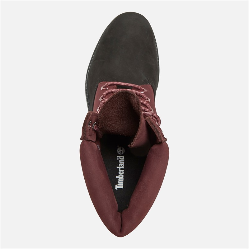 Timberland Mens Premium 6 Inch Lace Up Waterproof Boots Black Nubuck W Burgundy