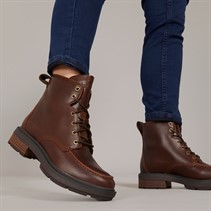Timberland Womens Brimfield Mid Lace Up Boots Dark Brown Full Grain