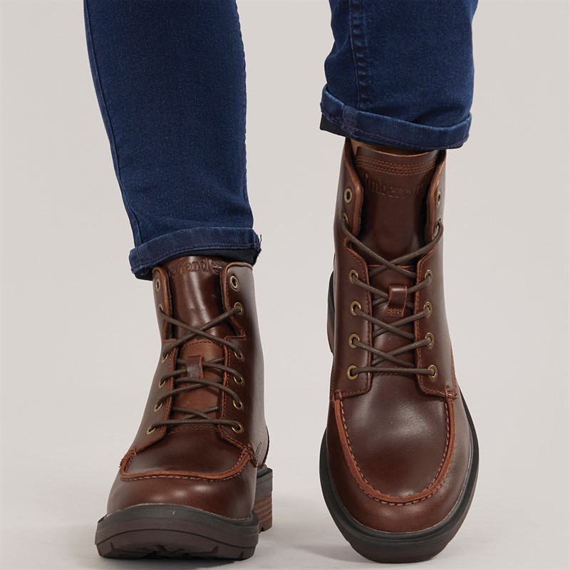 Timberland Womens Brimfield Mid Lace Up Boots Dark Brown Full Grain