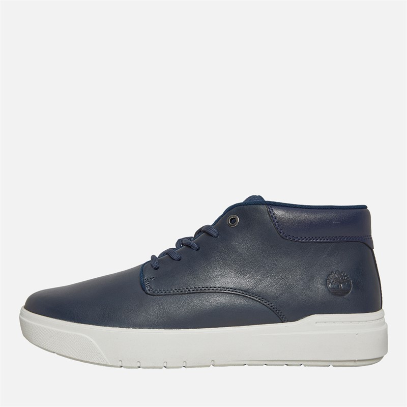 Timberland Mens Seneca Bay Mid Lace-Up Trainers Dark Blue Full Grain - Size 8
