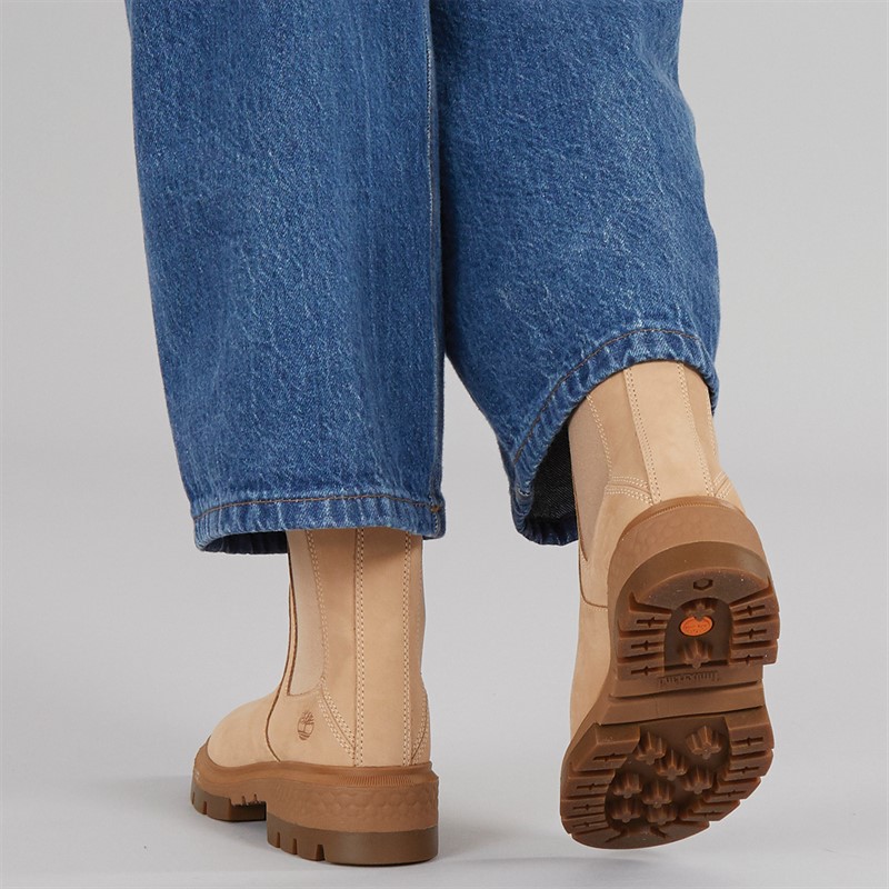 Timberland Womens Cortina Valley Mid Chelsea Boots Light Beige Nubuck
