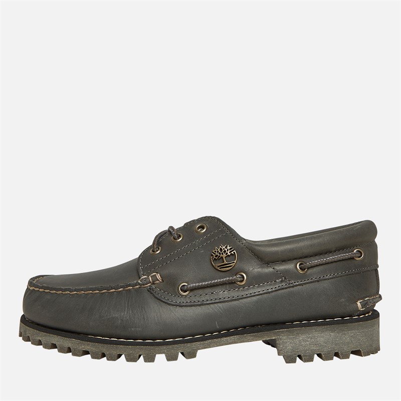 Timberland Mens Authentic Boat Shoes Medium Grey Full Grain