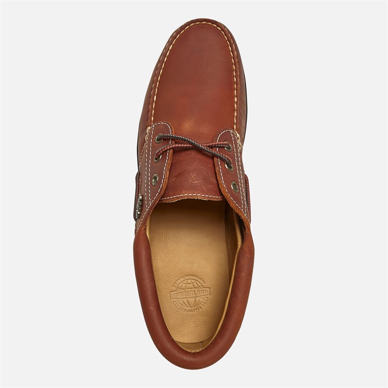Timberland Mens Authentic Boat Shoes Medium Orange Full Grain