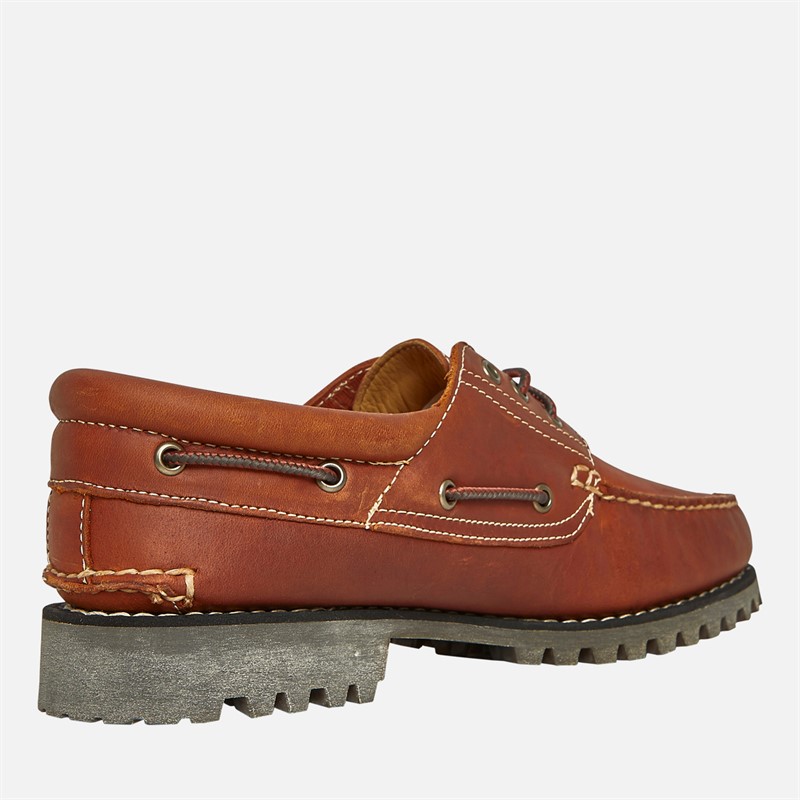 Timberland Mens Authentic Boat Shoes Medium Orange Full Grain