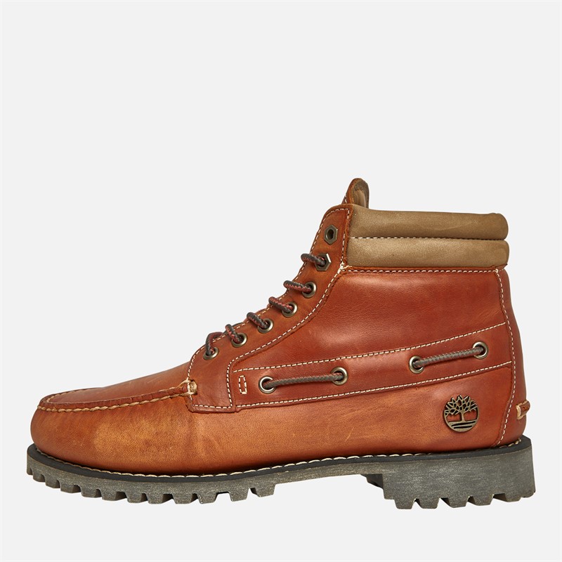 Timberland Mens Authentic Mid Lace Boots Medium Orange Full Grain