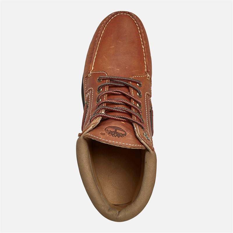 Timberland Mens Authentic Mid Lace Boots Medium Orange Full Grain