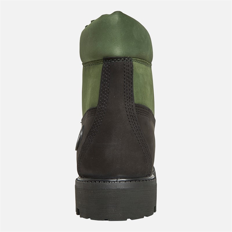 Timberland Mens Premium 6 Inch Lace Up Boots Black Nubuck W Dark Green