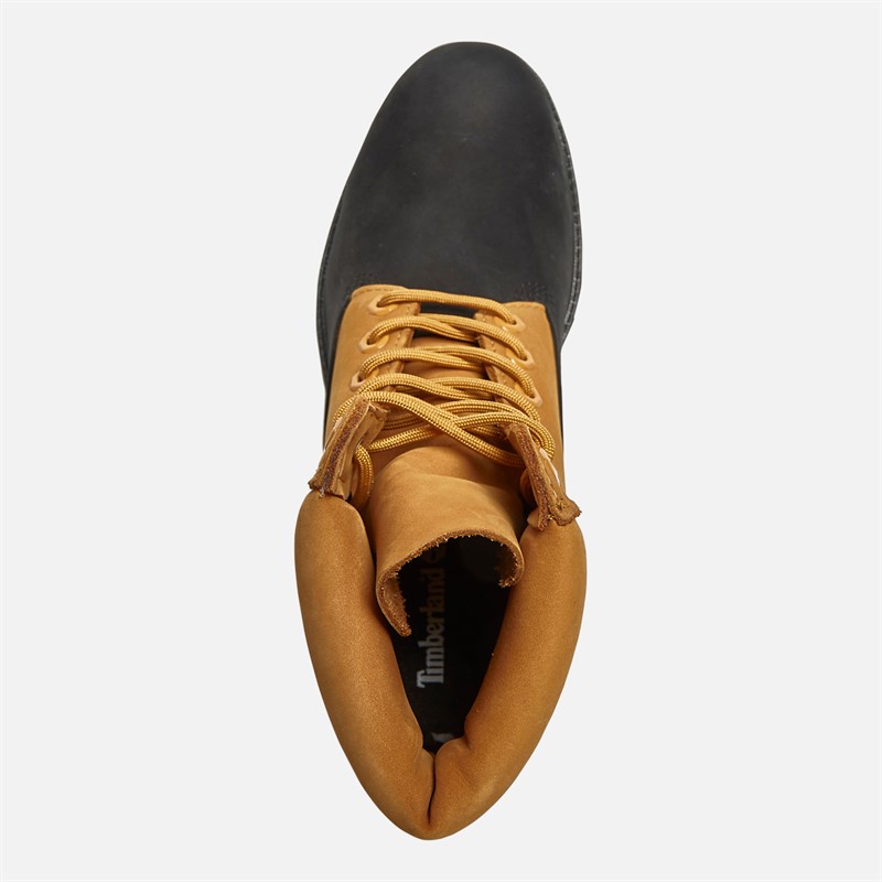 Timberland Mens Premium 6 Inch Lace Up Boots Black Nubuck W Wheat