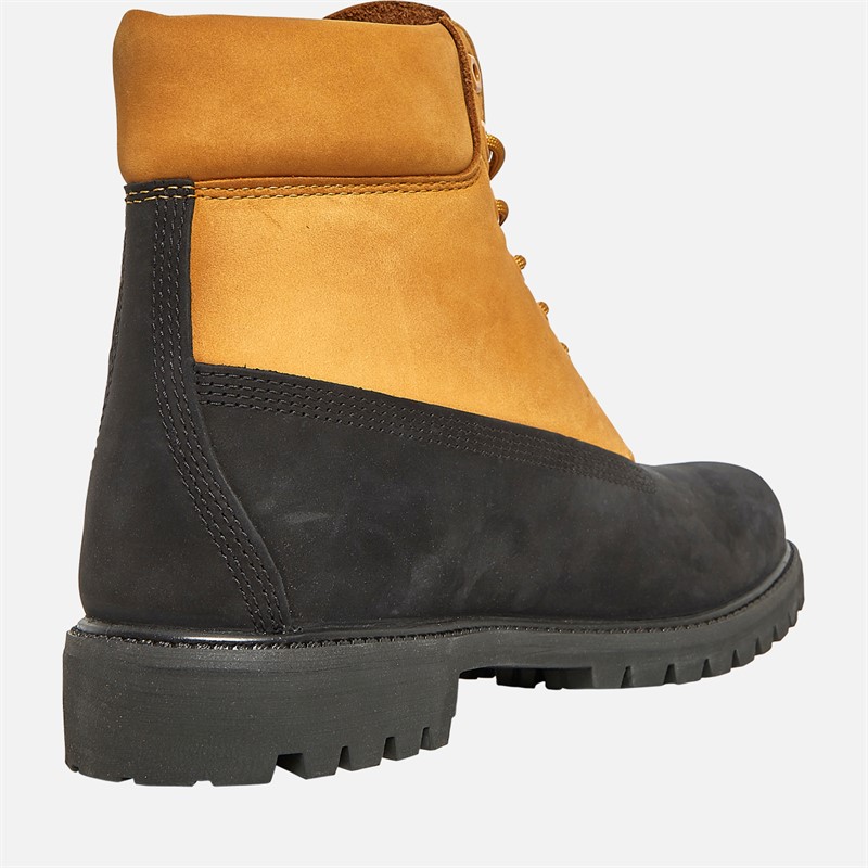 Timberland Mens Premium 6 Inch Lace Up Boots Black Nubuck W Wheat