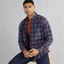 Timberland Mens Stretch Poplin Long Sleeve Checked Shirt Dark Sapphire Yd