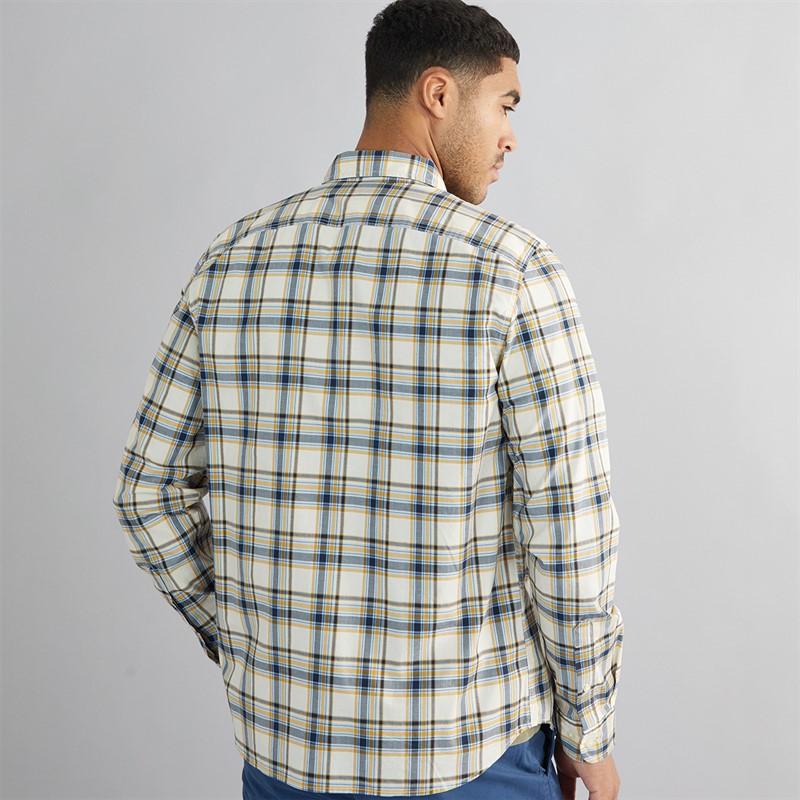 Timberland Mens Stretch Poplin Long Sleeve Checked Shirt Angora Yd