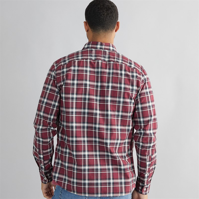Timberland Mens Stretch Poplin Long Sleeve Checked Shirt Tawny Port Yd
