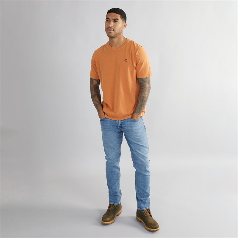 Timberland Mens Garment Dye Short Sleeve T-Shirt Umber